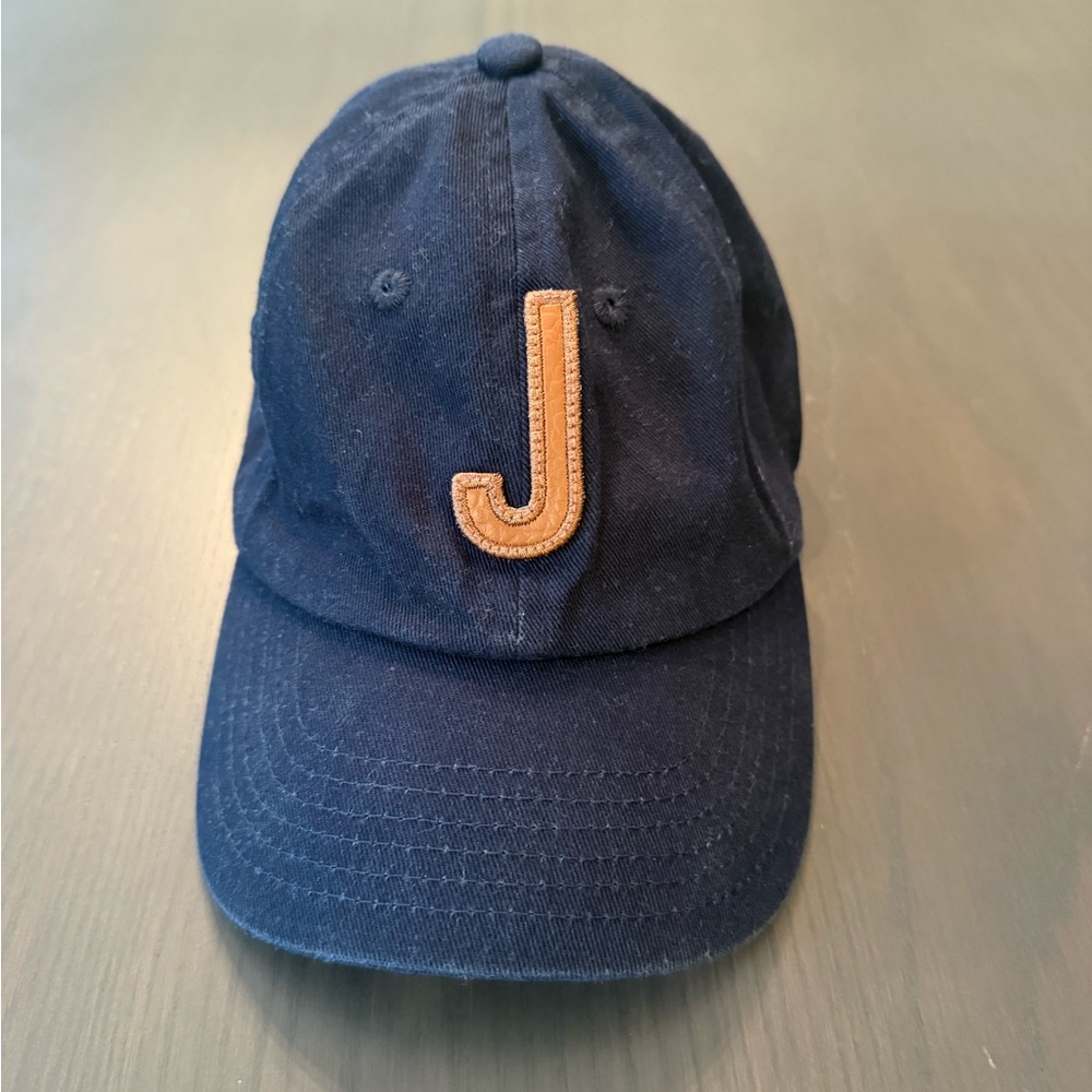Rey to Z Navy Blue Baby Cap with Brown Leather Letter Patch